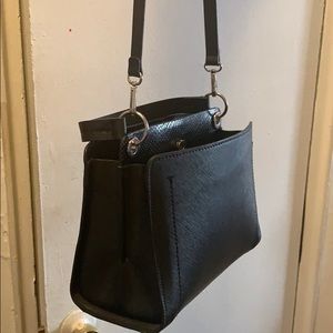 Black structured crossbody bag